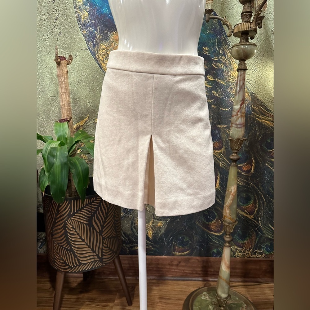 J.Crew Cream 100% Wool Mini Skirt Size 0 Off-White Career Classic Preppy - Picture 2 of 8